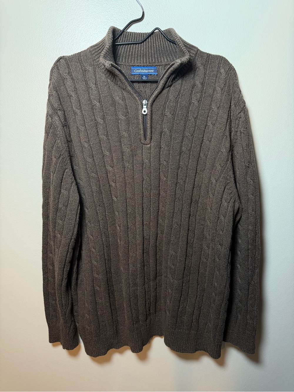 croft & barrow Men's Brown Cable-Knit Half-Zip Sweater